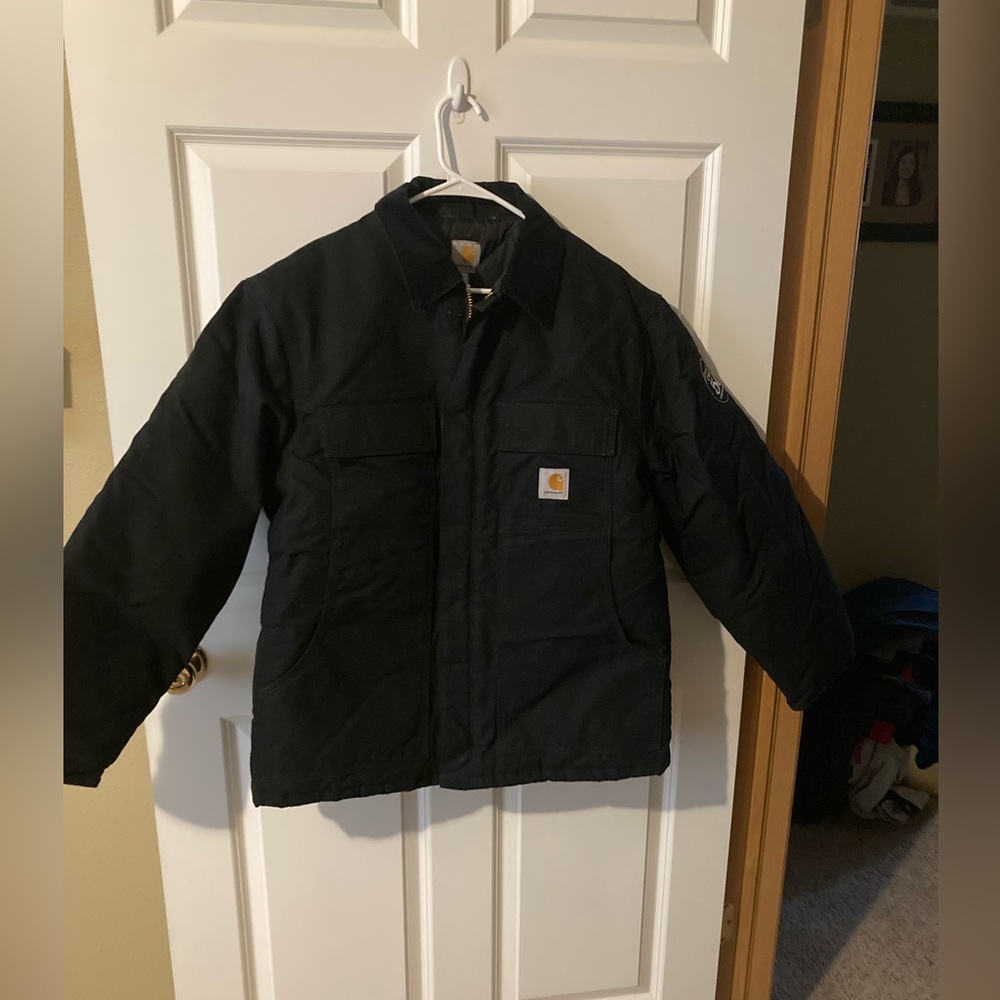 Carhartt Loose Fit Firm Duck Insulated Chore Coat Jacket Mens L C003 Black
